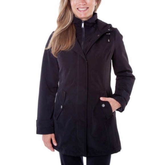 HFX Womens Rain Jacket Coat Black Hooded Jacket - Picture 4 of 5